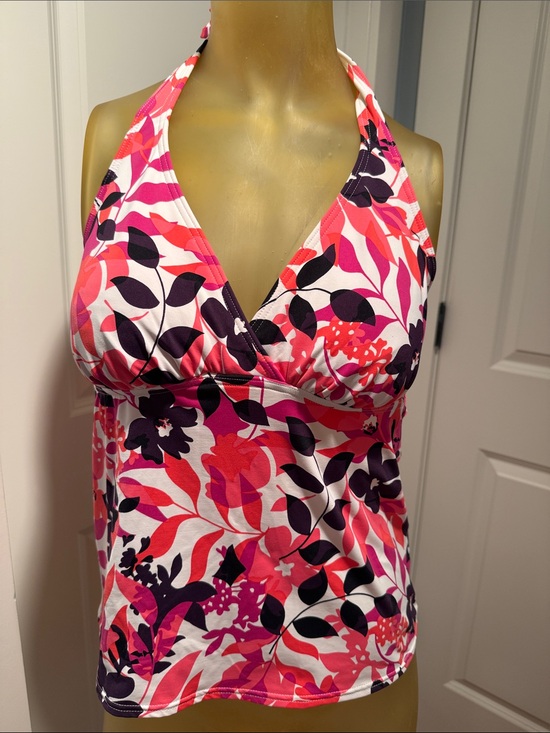 Lands' End Other - Swim Top-Floral Halter Tankini Top in Pink & Black by Lands End
